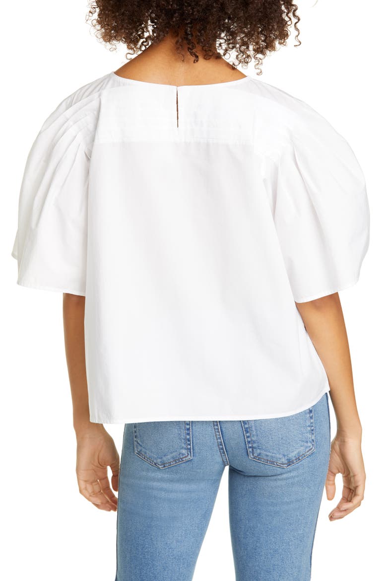 Canova Puff Sleeve Cotton PoplinTop, Alternate, color, WHITE