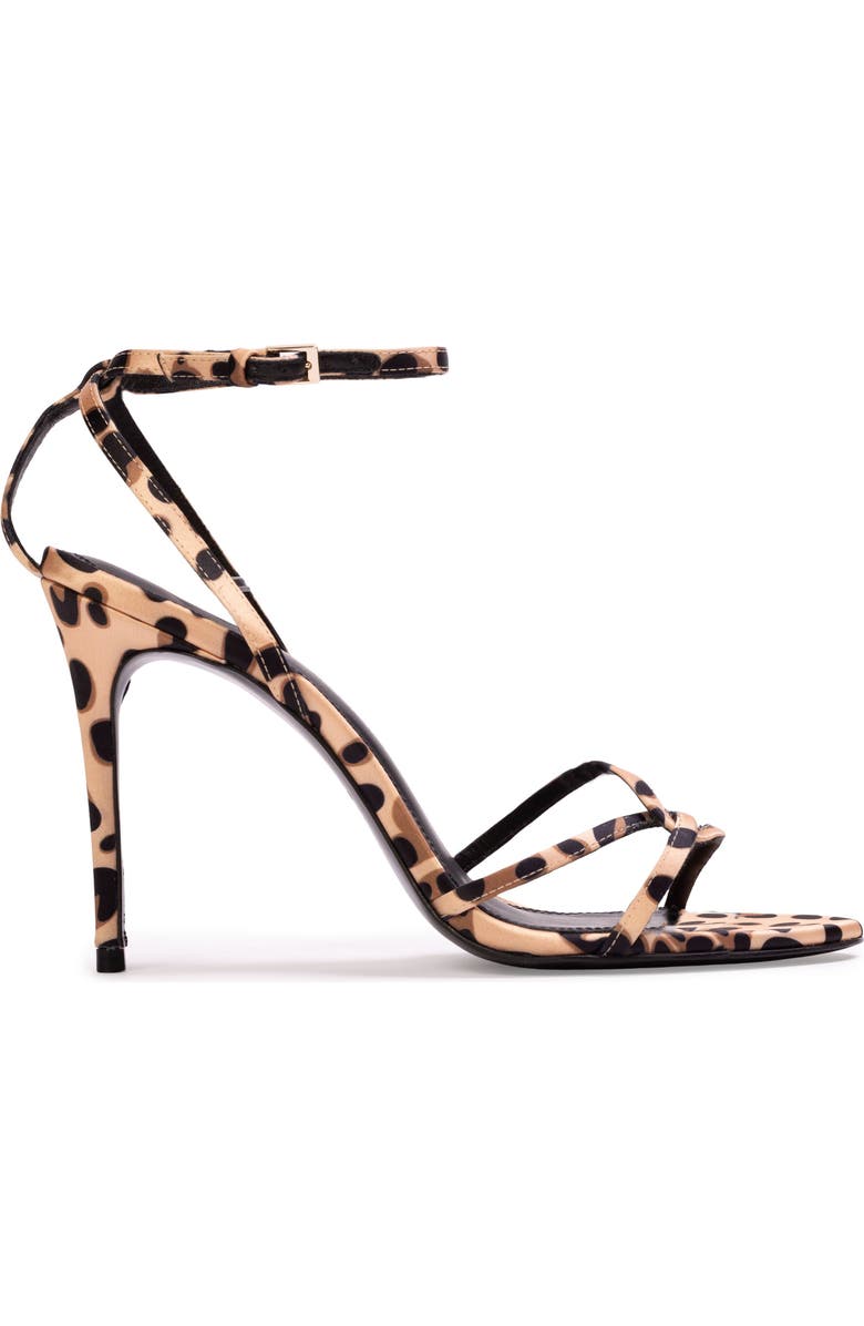 BLACK SUEDE STUDIO Miley 100 Satin Sandal, Main, color, Cheetah Satin