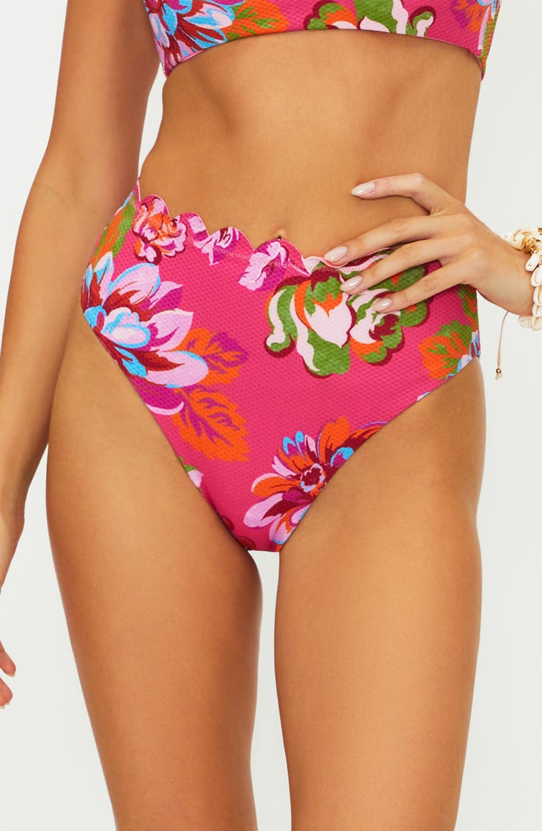 Beach Riot Nessa Scallop High Waist Bikini Bottoms, Main, color, Sugar Bloom