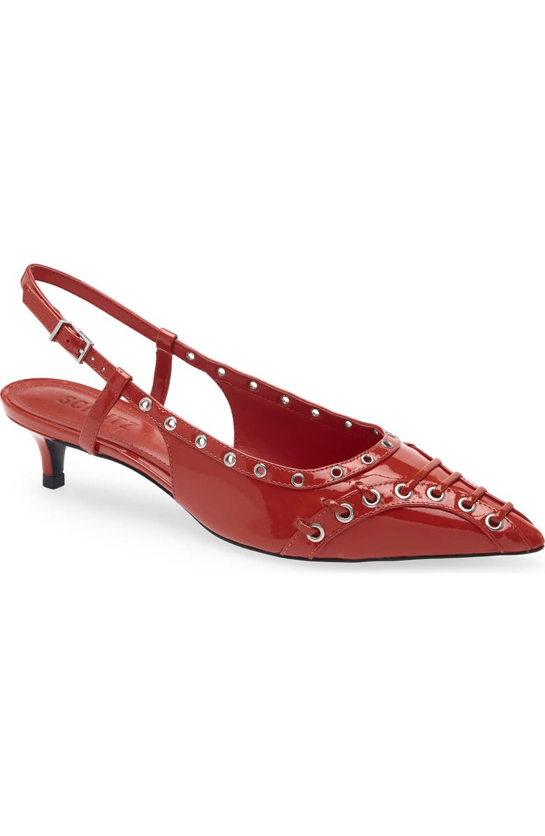 Schutz Ruth Kitten Heel Slingback Pump, Main, color, Flame Scarlet
