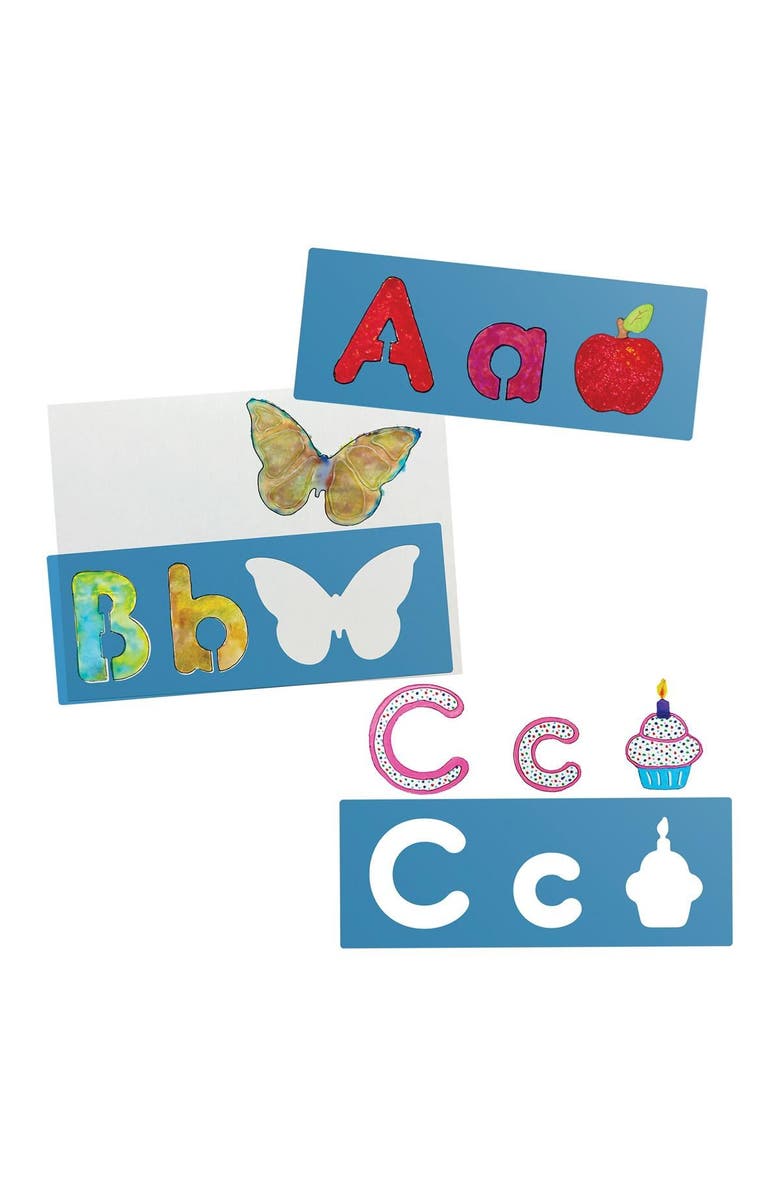 Roylco Big Alphabet and Picture Stencils, Main, color, Blue