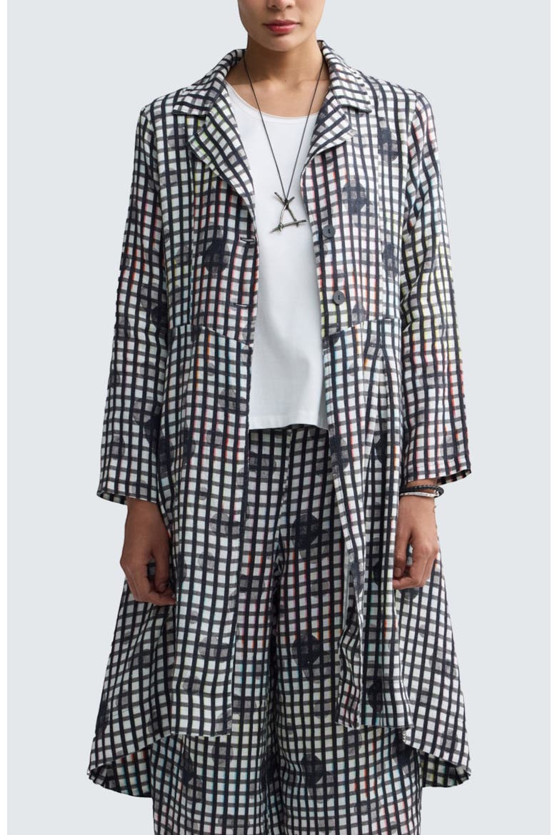 Ismera Neon Print Linen Long Jacket, Main, color, Neon Black