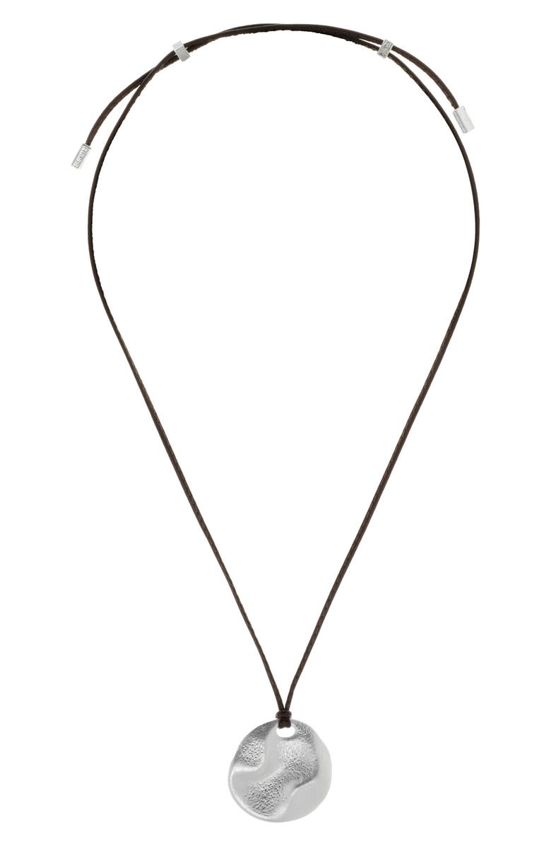 Reiss Orla Leather Cord Pendant Necklace, Alternate, color, Silver Tone / Brown