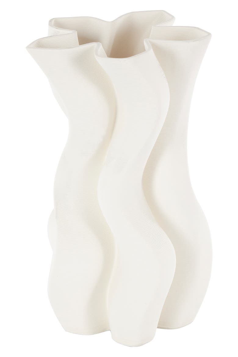 Fluted Ceramic Vase, Main, color, WHITE