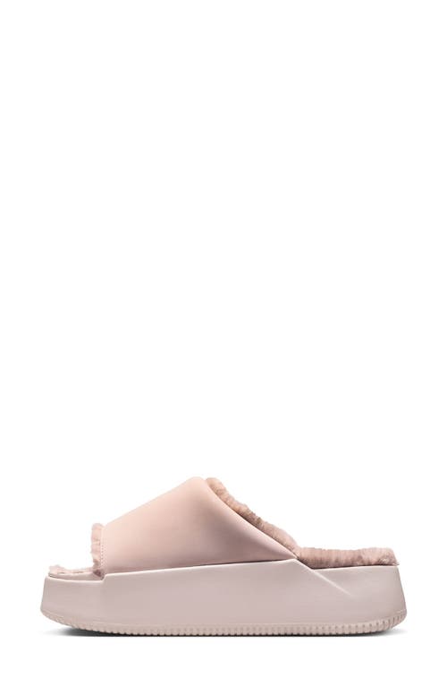 Nike Calm Elevation Faux Fur Lined Platform Slide In Pink