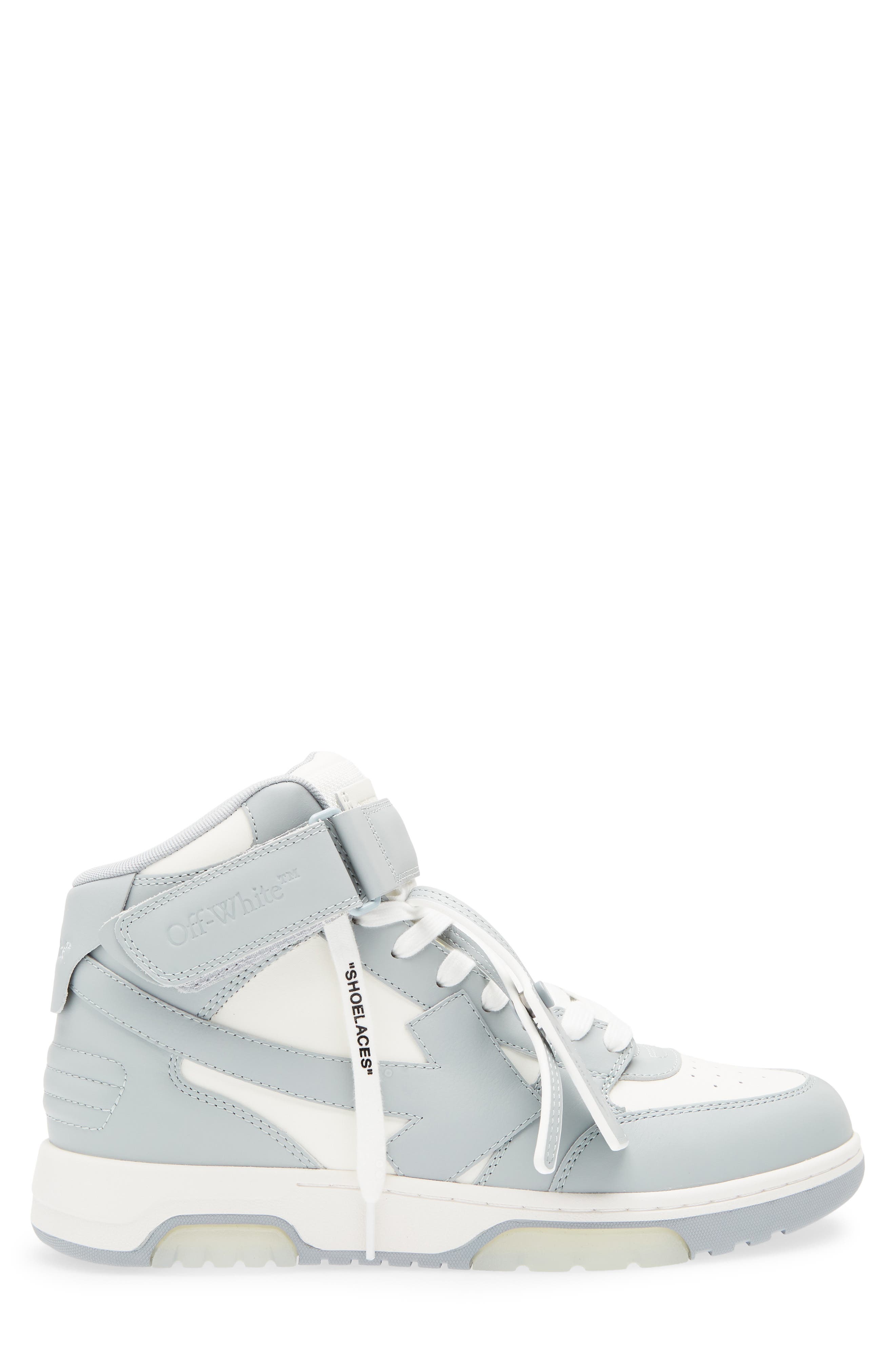 Off-White Out Of Office Mid Leather Sneaker, Alternate, color, Grey And White