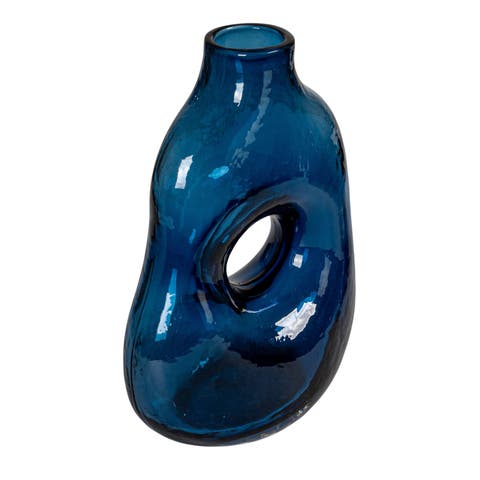 Glass Abstract Vase, Blue