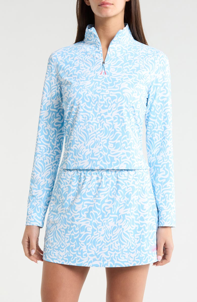 G/FORE Scribble Print Quarter Zip Sweatshirt, Main, color, Baja