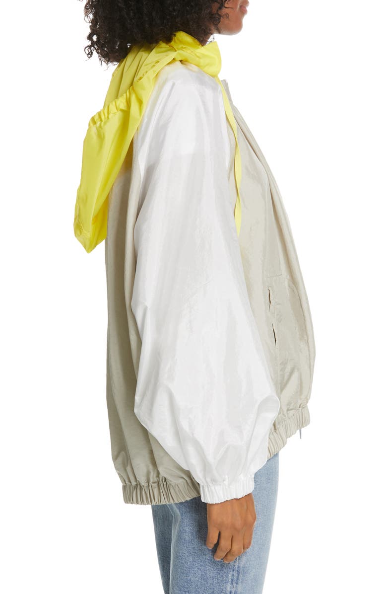 Tibi Contrast Sleeve Jacket with Detachable Hood, Alternate, color, 
