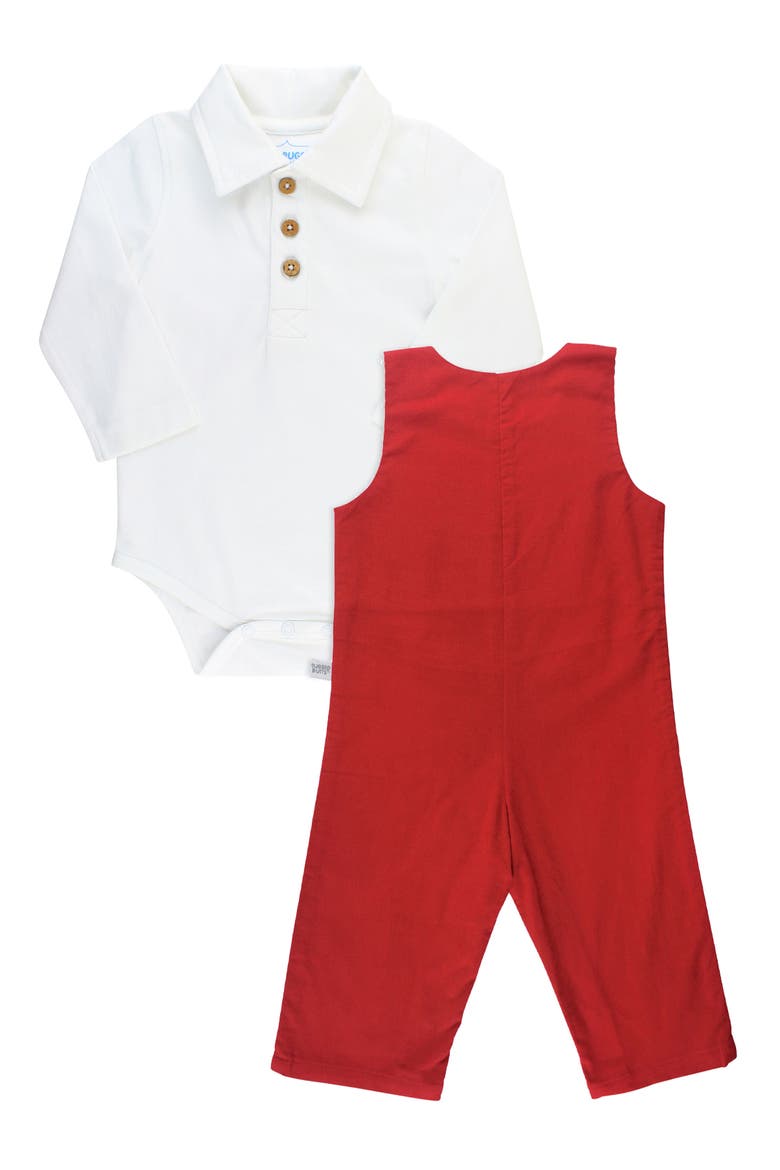 Polo Bodysuit & Overalls Set, Alternate, color, RED