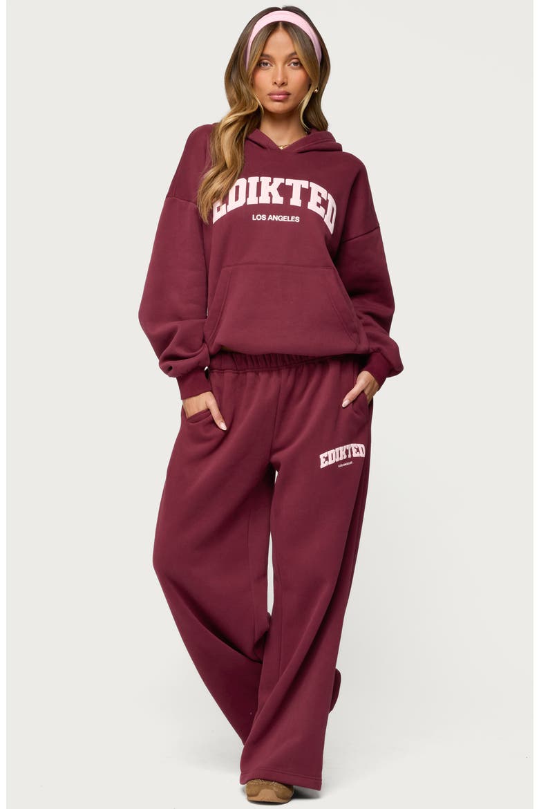 LA Logo Oversized Hoodie, Alternate, color, BURGUNDY