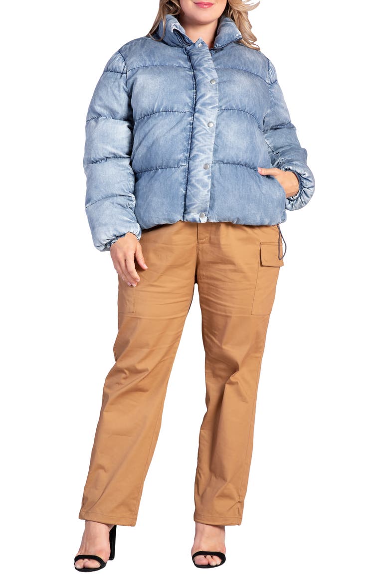 Polaris Puffer Jacket, Alternate, color, INDIGO BLEACH
