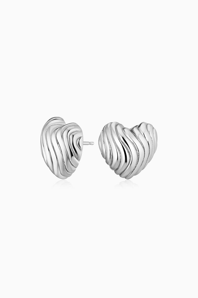 Sterling Silver Love Language Studs, Main, color, Silver