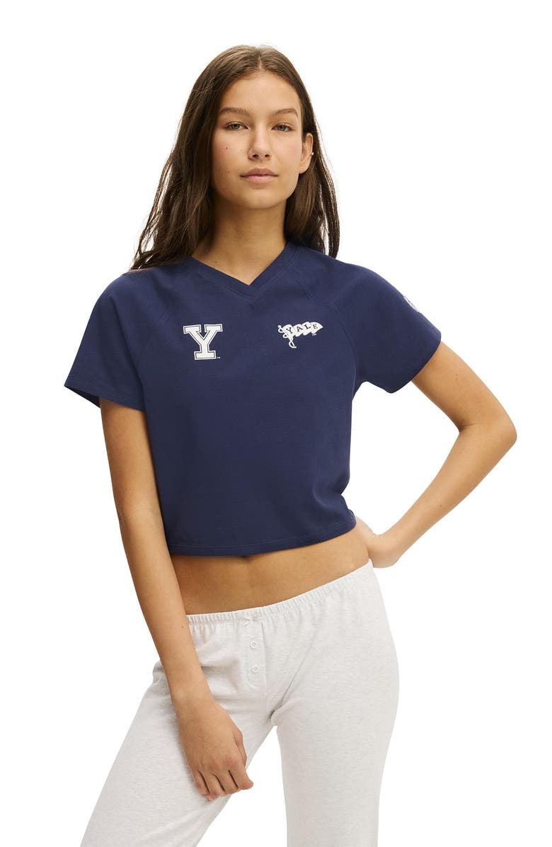 COTTON ON BODY Women's Dreamy Soft V Neck Baby Tee, Main, color, Navy Vision Yale