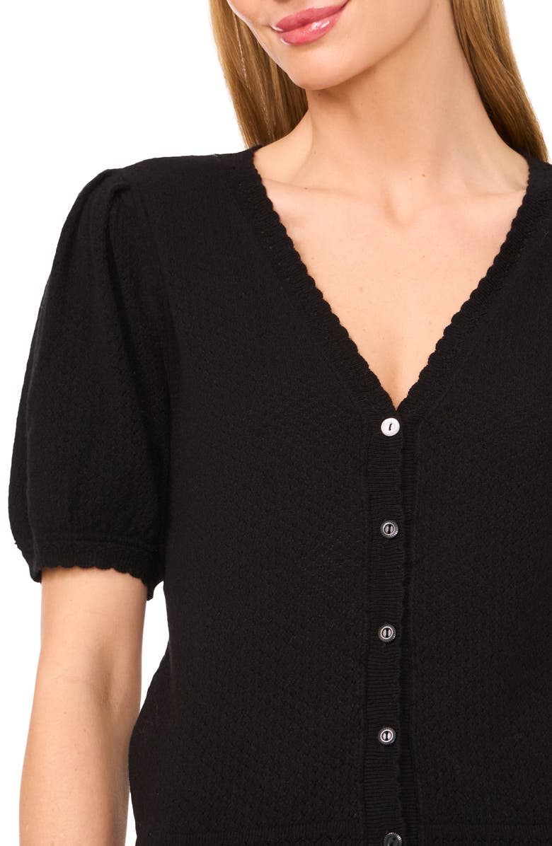 CeCe Pointelle V-Neck Sweater, Alternate, color, 