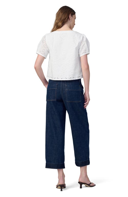 Joe's The Halle Puff Sleeve Eyelet Cotton Button-up Shirt In White