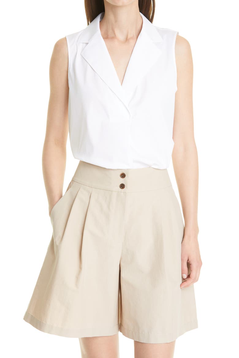 Siona Cotton Blend Stretch Poplin Top, Main, color, WHITE