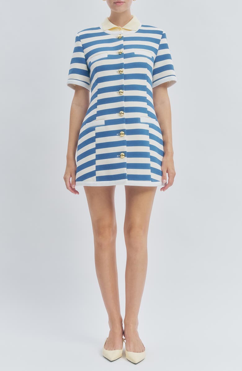 MAUDE CLUB Taylor Stripe Dress, Main, color, Blue Stripe