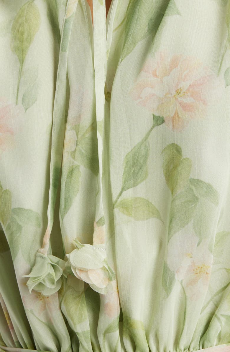 En Saison Paloma Floral Print Long Sleeve Minidress, Alternate, color, Sage Pink Yellow