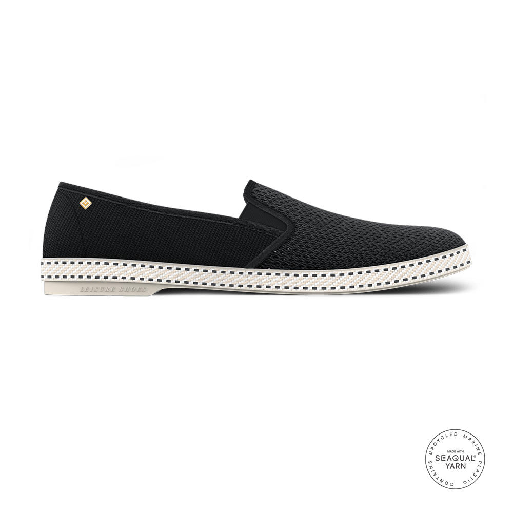 Rivieras Classic Cotton Canvas Slip-on Loafer With Laces In Black