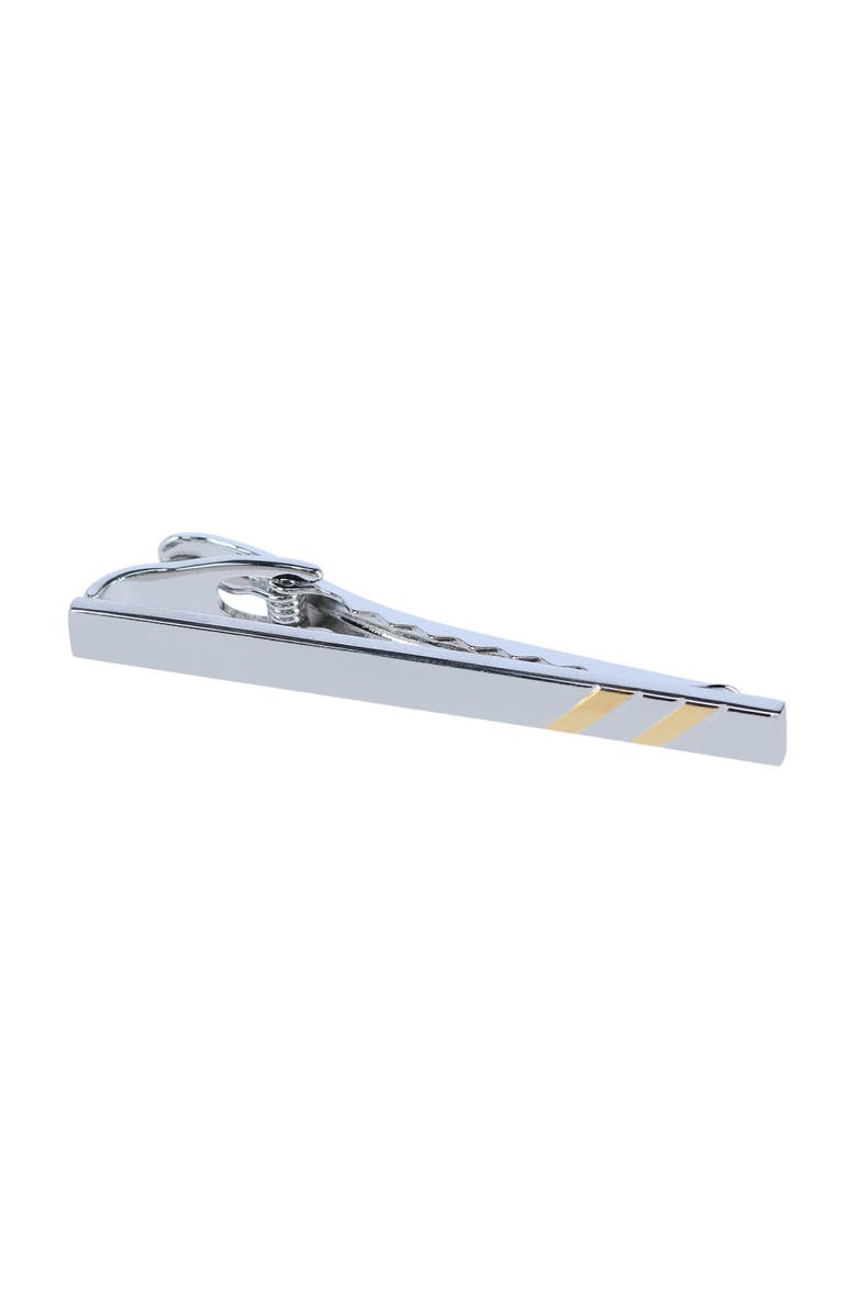 Trafalgar Rhodium and Gold Detailed Tie Bar, Main, color, Silver And Gold
