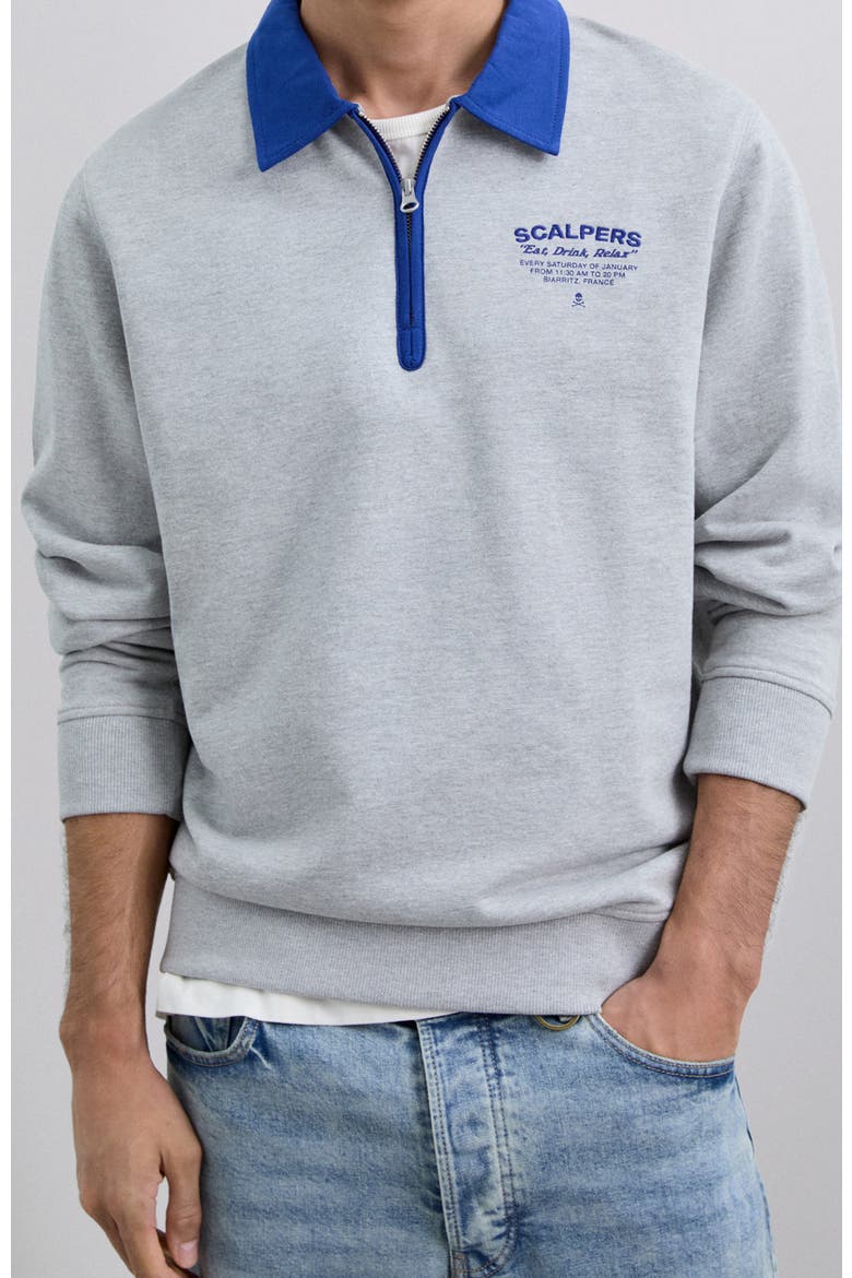 Contrastpolo Sweater, Main, color, Greymelange
