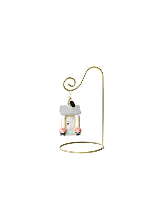 Welcome House Glass Shaped Ornament with Gold Stand