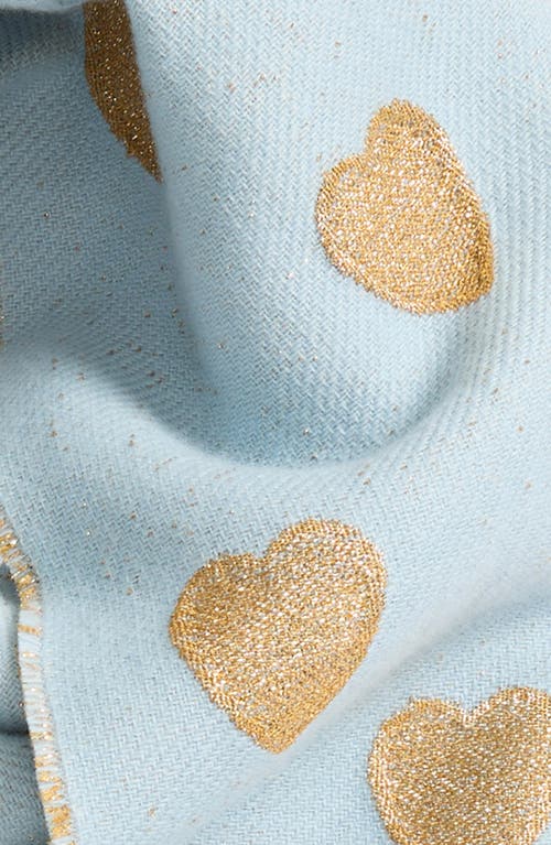 Valentino Garavani Metallic Heart Jacquard Virgin Wool & Cashmere Blend Fringe Scarf In Gold