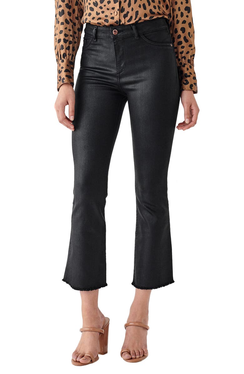 DL1961 x Marianna Hewitt Instasculpt Bridget Coated High Waist Fray Crop Bootcut Jeans, Alternate, color, 