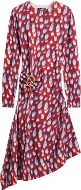 Desigual Abstract Print Long Sleeve Cotton Blend Sweater Dress