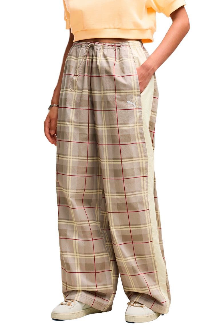 T7 Relaxed Tartan Woven Pants, Main, color, MOUSE GRAY