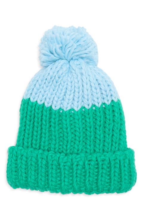 Two-Tone Pompom Beanie