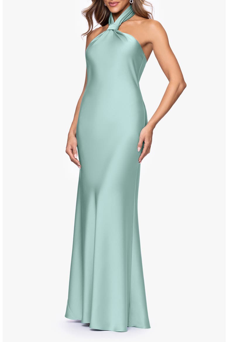 Satin Halter Dress, Alternate, color, SAGE