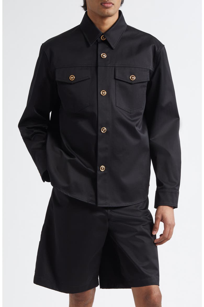 Cotton Gabardine Overshirt, Main, color, BLACK