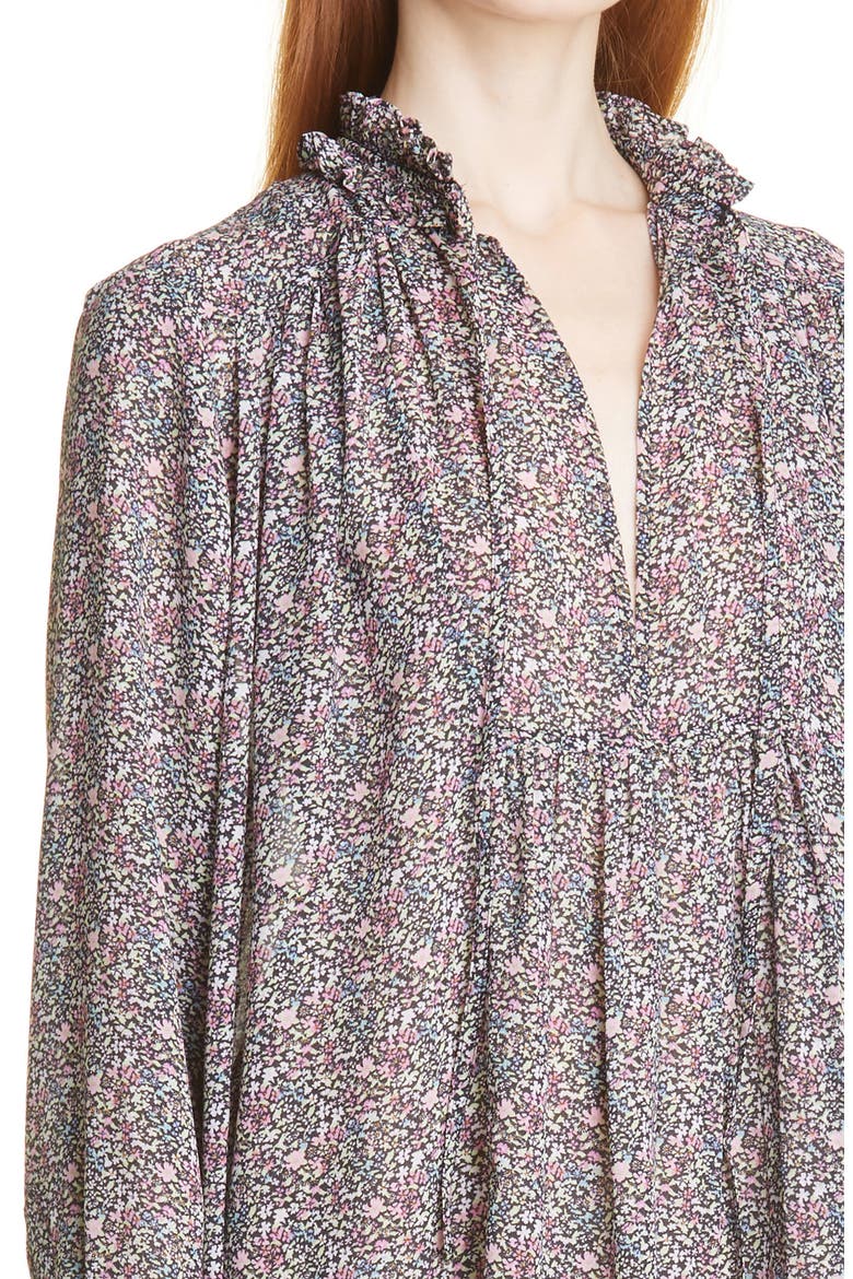 Print Light Crepe Recycled Shift Dress, Alternate, color, BLACK/ MOONLIGHT MAUVE