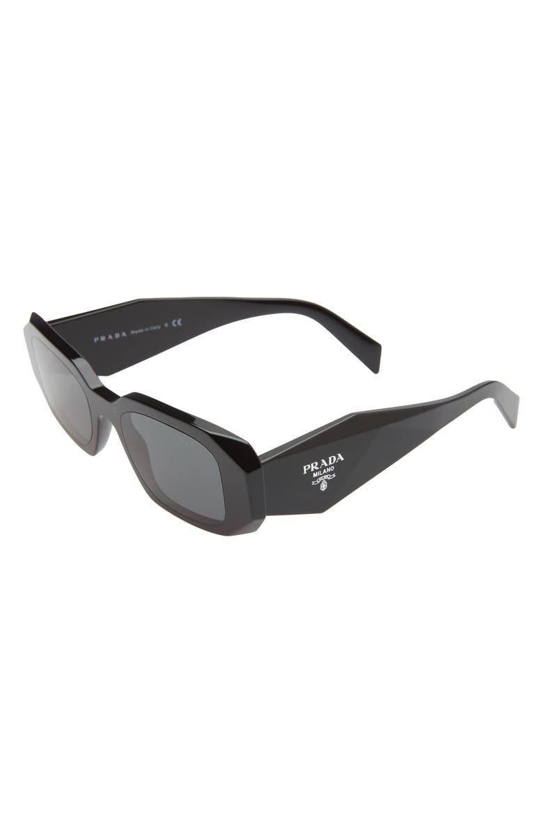 Prada Runway 49mm Rectangular Sunglasses, Alternate, color, Black/ Dark Grey