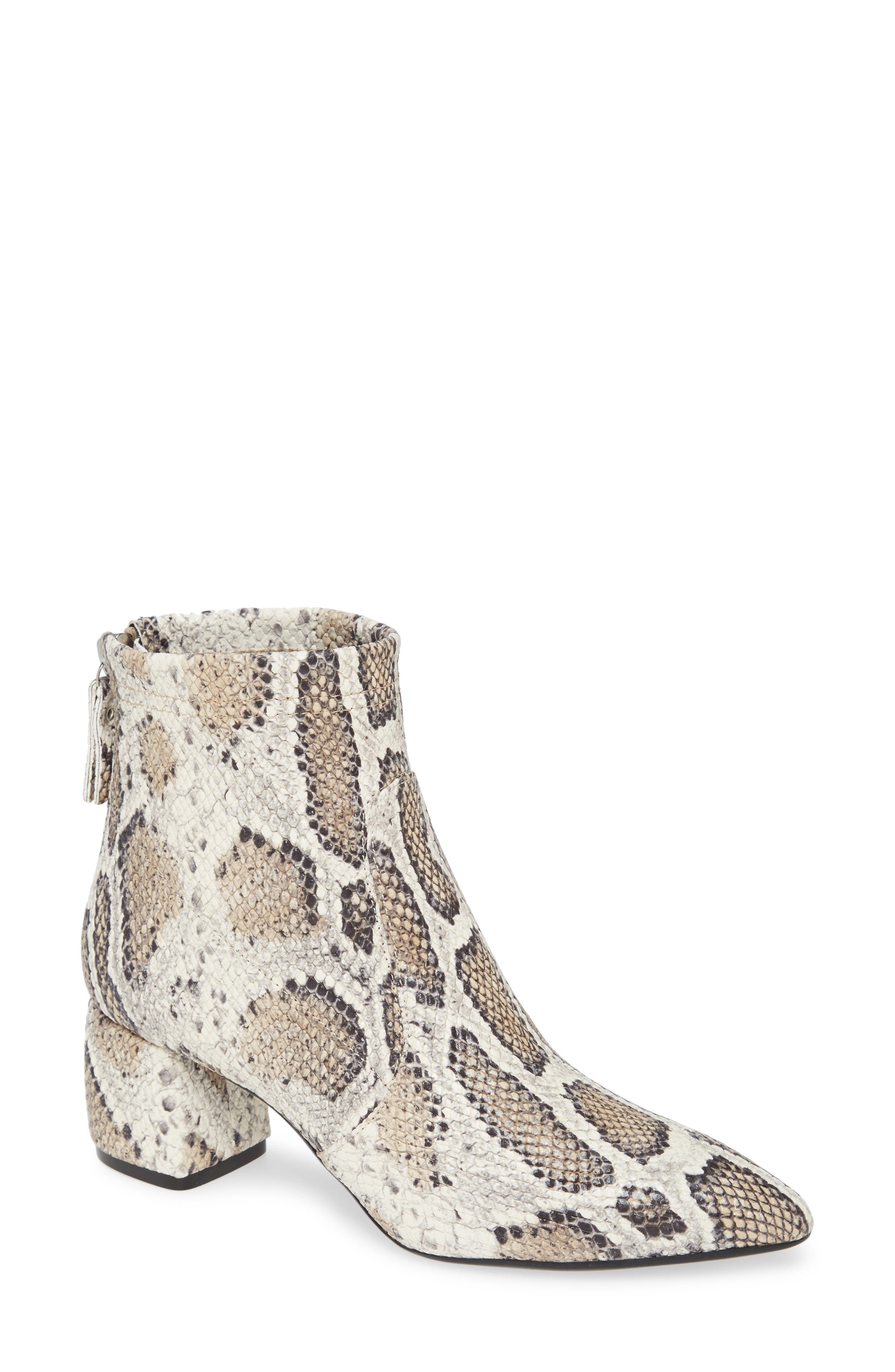 Stretch Leather Bootie, Main, color, MULTI TAUPE SNAKE