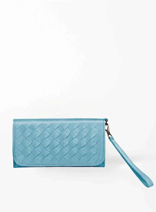 Deux Mains Woven Wristlet Wallet In Blue