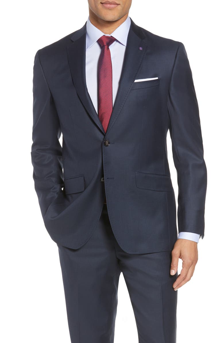 Ted Baker London Jones Trim Fit Wool Suit, Alternate, color, Blue