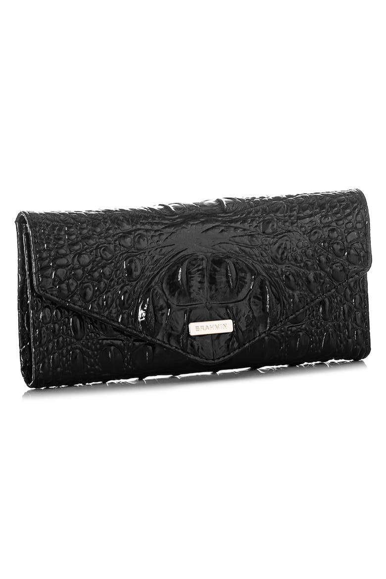 Veronica Melbourne Croc Embossed Leather Envelope Wallet, Alternate, color, BLACK PEBBLED
