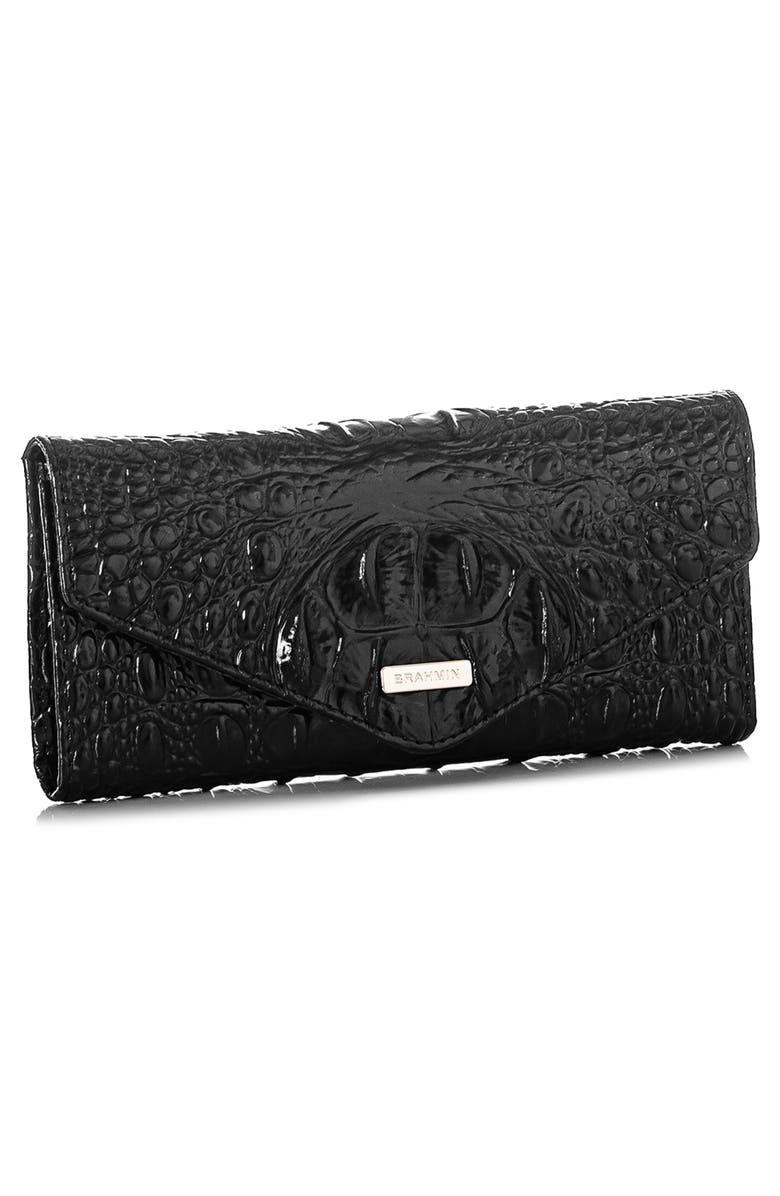 Brahmin Veronica Melbourne Croc Embossed Leather Envelope Wallet, Alternate, color,