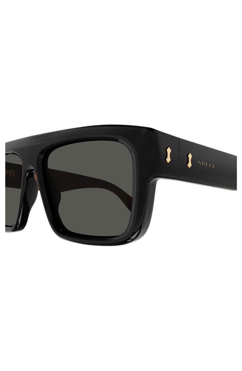 Gucci 55mm Rectangular Sunglasses, Alternate, color, Black