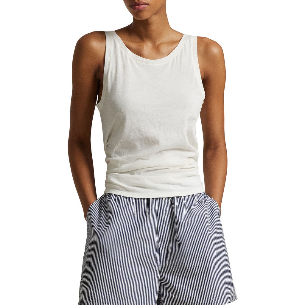 Polo Ralph Lauren Long & Lean Cotton Jersey Lounge Tank In Egret