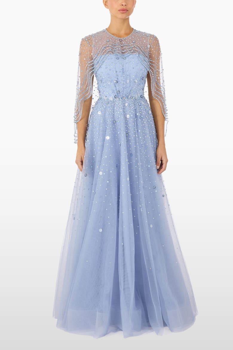 Oliver Beaded-Appliqué Maxi Dress, Alternate, color, Blue Slate