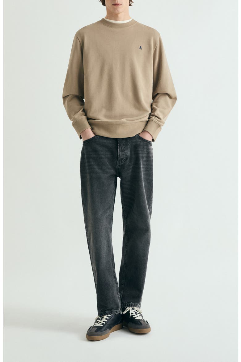 Contrast embroidered sweatshirt, Alternate, color, DarkCamel