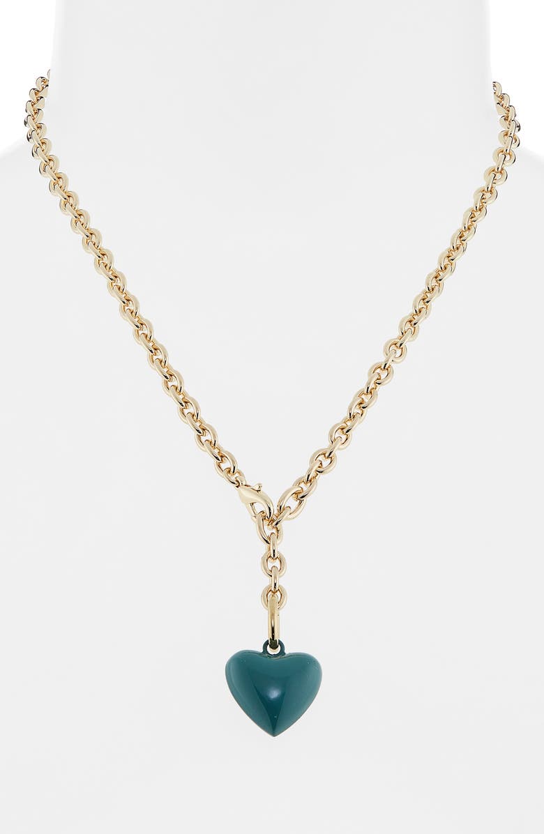 ROXANNE ASSOULIN The Mini Puffy Heart Necklace, Alternate, color, Forest