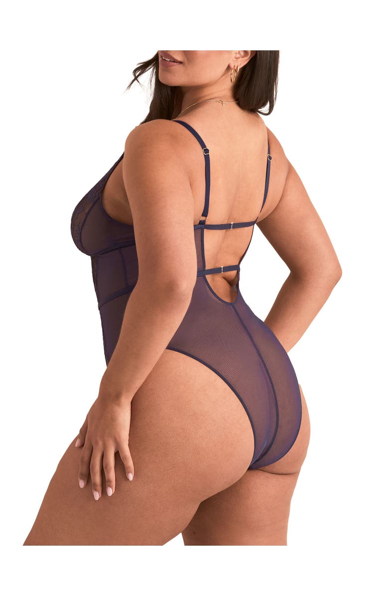 Adore Me Rosie Crotchless Bodysuit Lingerie, Alternate, color, Dark Purple