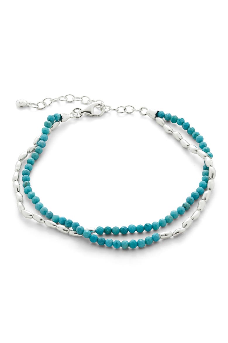Mini Nugget Beaded Layered Bracelet, Main, color, STERLING SILVER