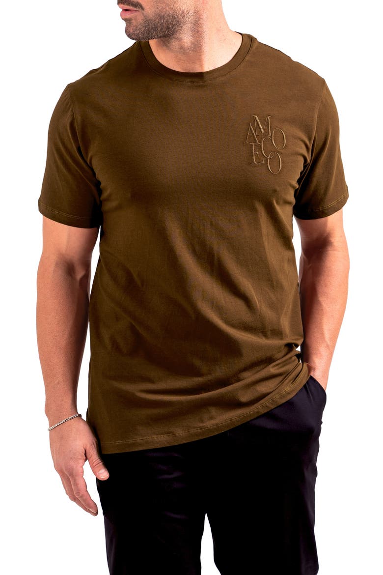 Resistance Logo Embroidered T-Shirt, Alternate, color, BROWN
