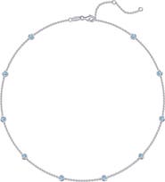 Lafonn Simulated Blue Topaz Bezel Station Necklace